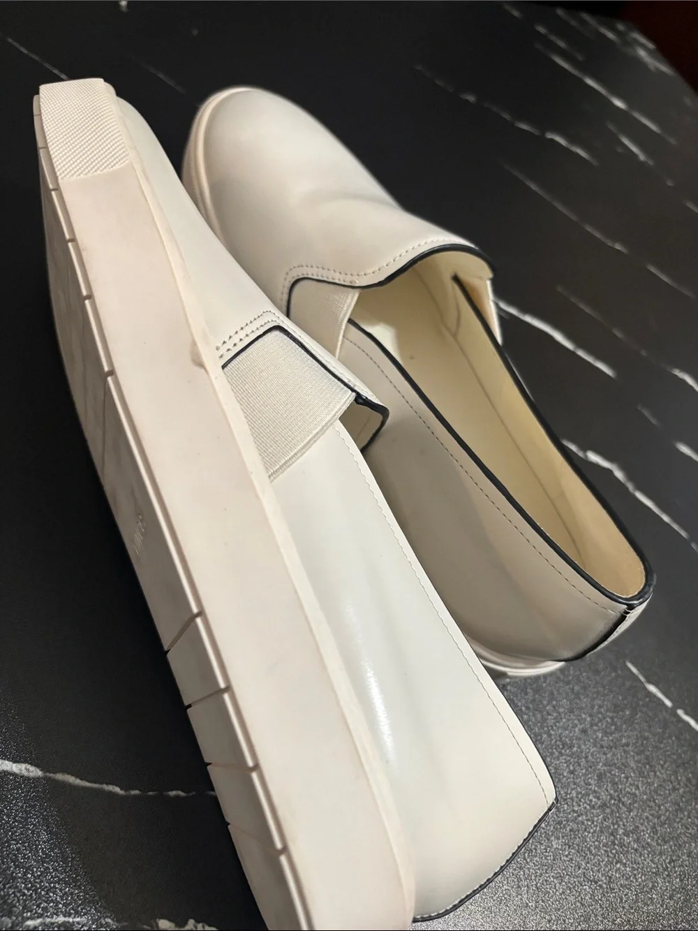 Vince Cream Leather Slip-On Loafers